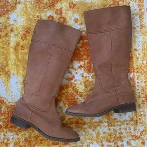 Brown leather knee-high J. Crew boots